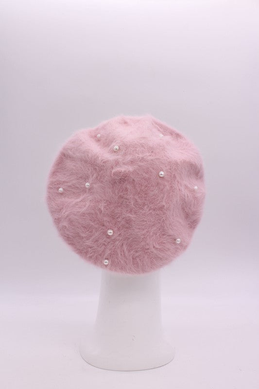 PEARL FAUX FUR FASHION BERET