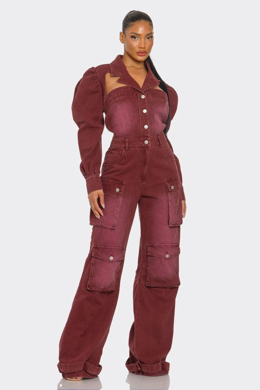 Vintage Burgundy Jumpsuit