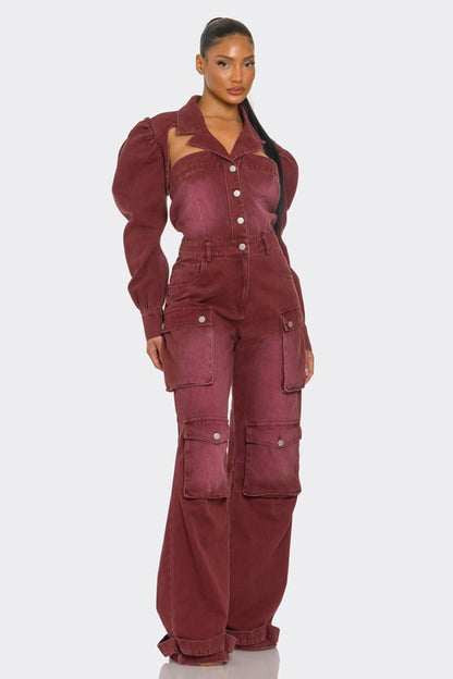 Vintage Burgundy Jumpsuit