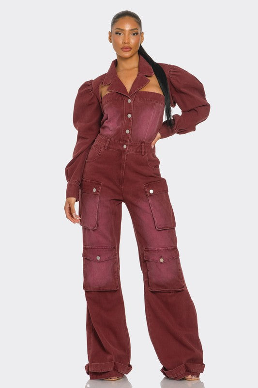 Vintage Burgundy Jumpsuit