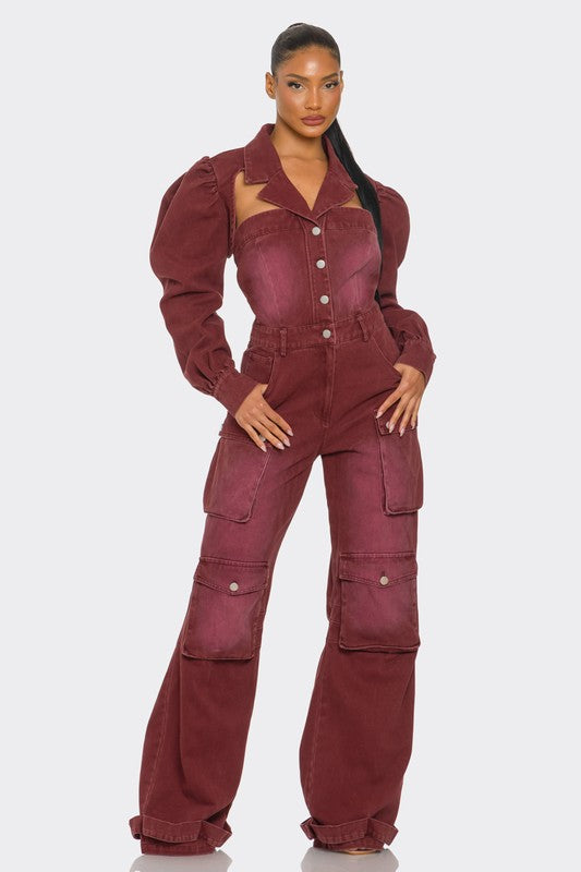 Vintage Burgundy Jumpsuit