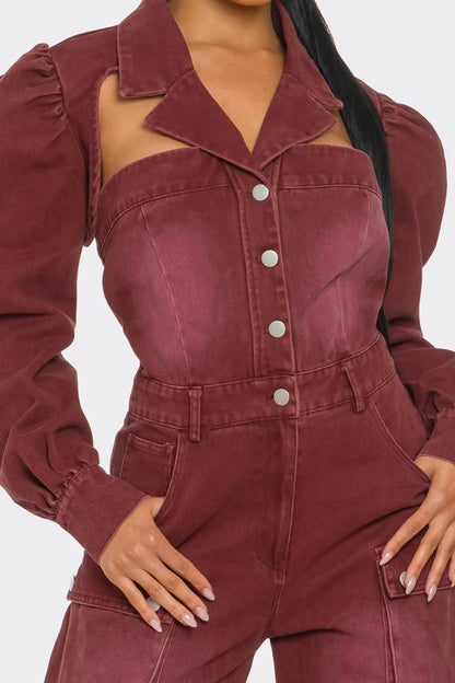 Vintage Burgundy Jumpsuit