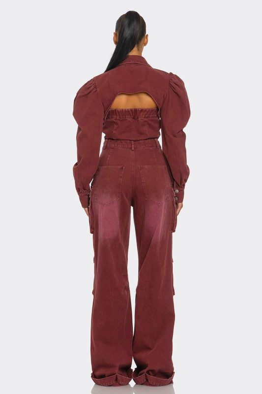 Vintage Burgundy Jumpsuit